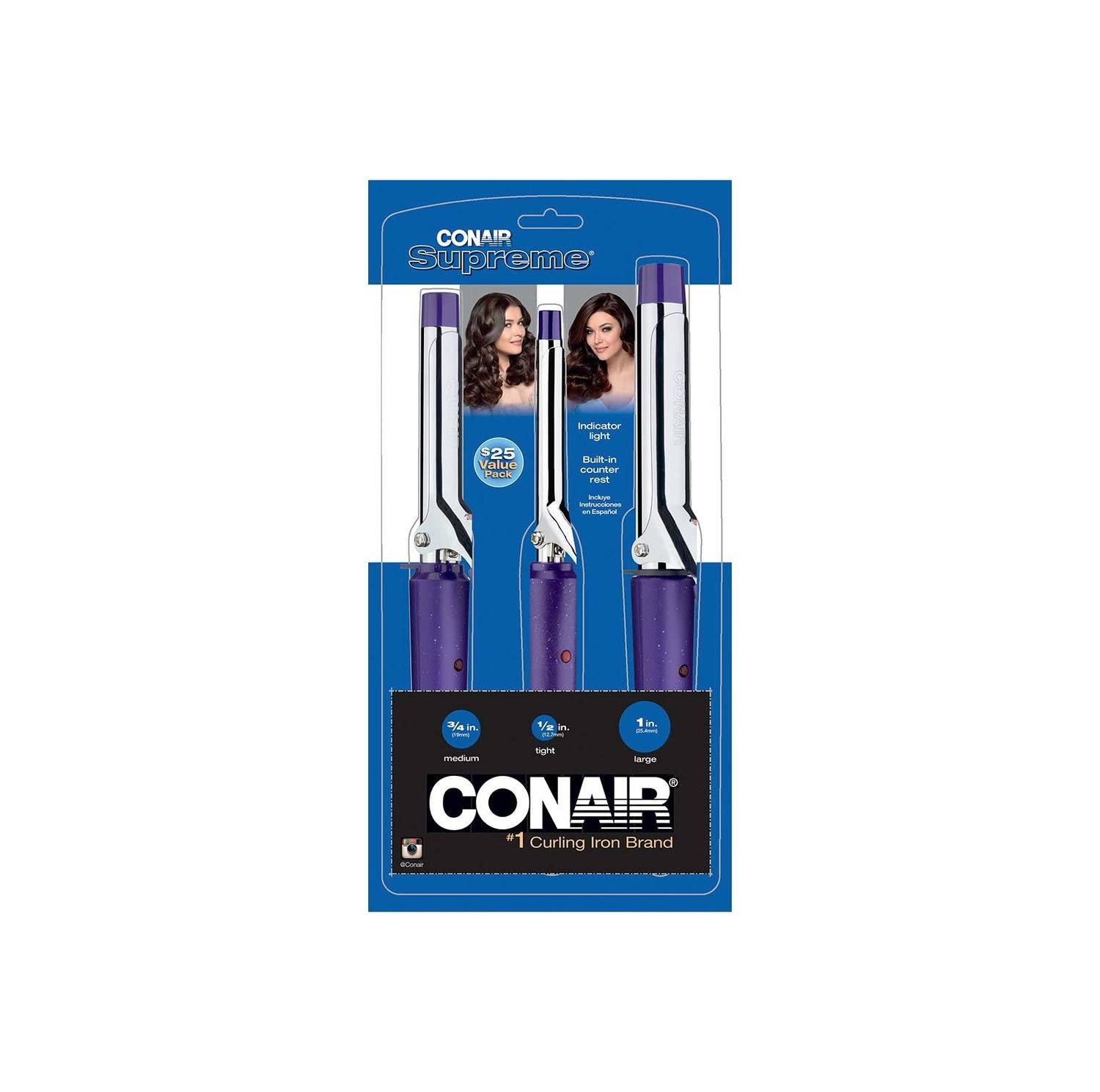 Conair Supreme Curling Iron Combo Pack, 12&quot;, 34&quot;, 1&quot;, Set of 3