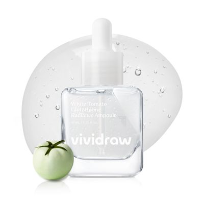 vividraw White Tomato Glutathione Radiance Ampoule Korean Facial Serum for Glow Skin Improves Skin Tone, Texture, Dark spot Boosts Radiance and Hyadrating CRUELTY-FREE (40ml, 1.35 fl. oz.)