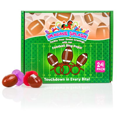 Football Ring Pops - Pack of 24 - Strawberry Flavored, Wearable Candy for Kids - Individually Wrapped Party Favors Game Day Treats