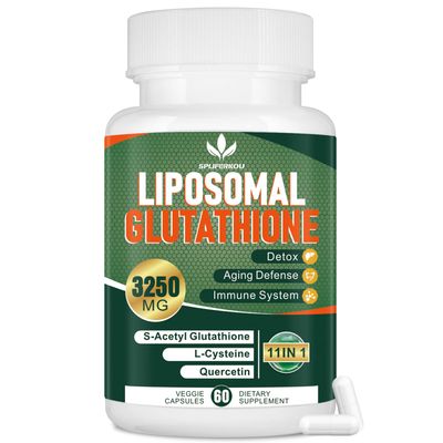 Spliferkou 3250 MG Liposomal Glutathione Supplement,Reduced L-Glutathione with Resveratrol,Quercetin, Antioxidant Supplement for Immune System,Gluten Free Non-GMO, 60 Capsules