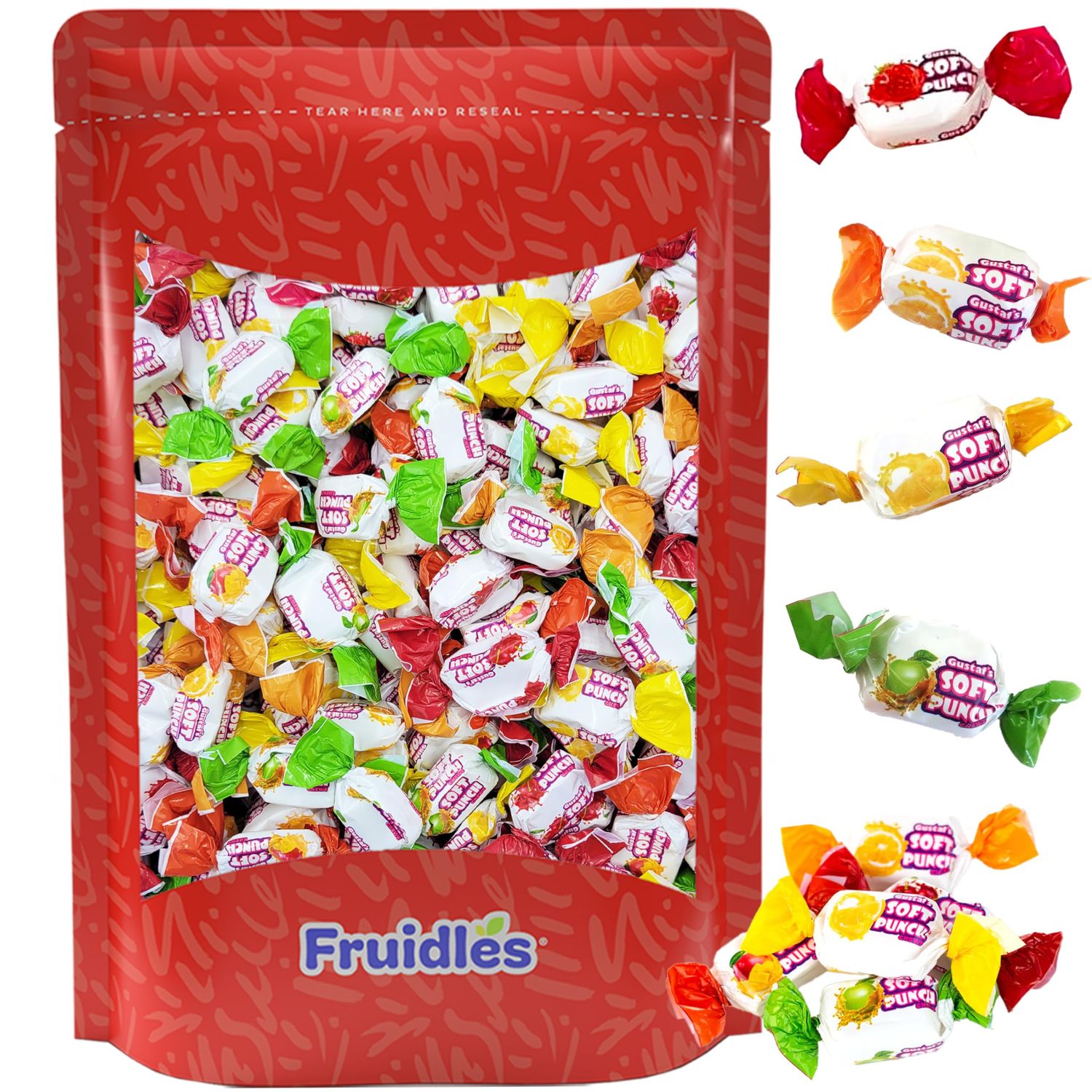 Fruidles Soft Punch Chews Taffy, Delicious Gourmet Candy Sweets, Individually Wrapped (1 Pound)