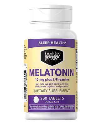 Berkley Jensen Melatonin 10mg Plus L-Theanine, 300 Tablets - Sleep Aid for Healthy Normal Sleep 300 Day Supply, No Artificial Colors or Flavors, Gluten Free.