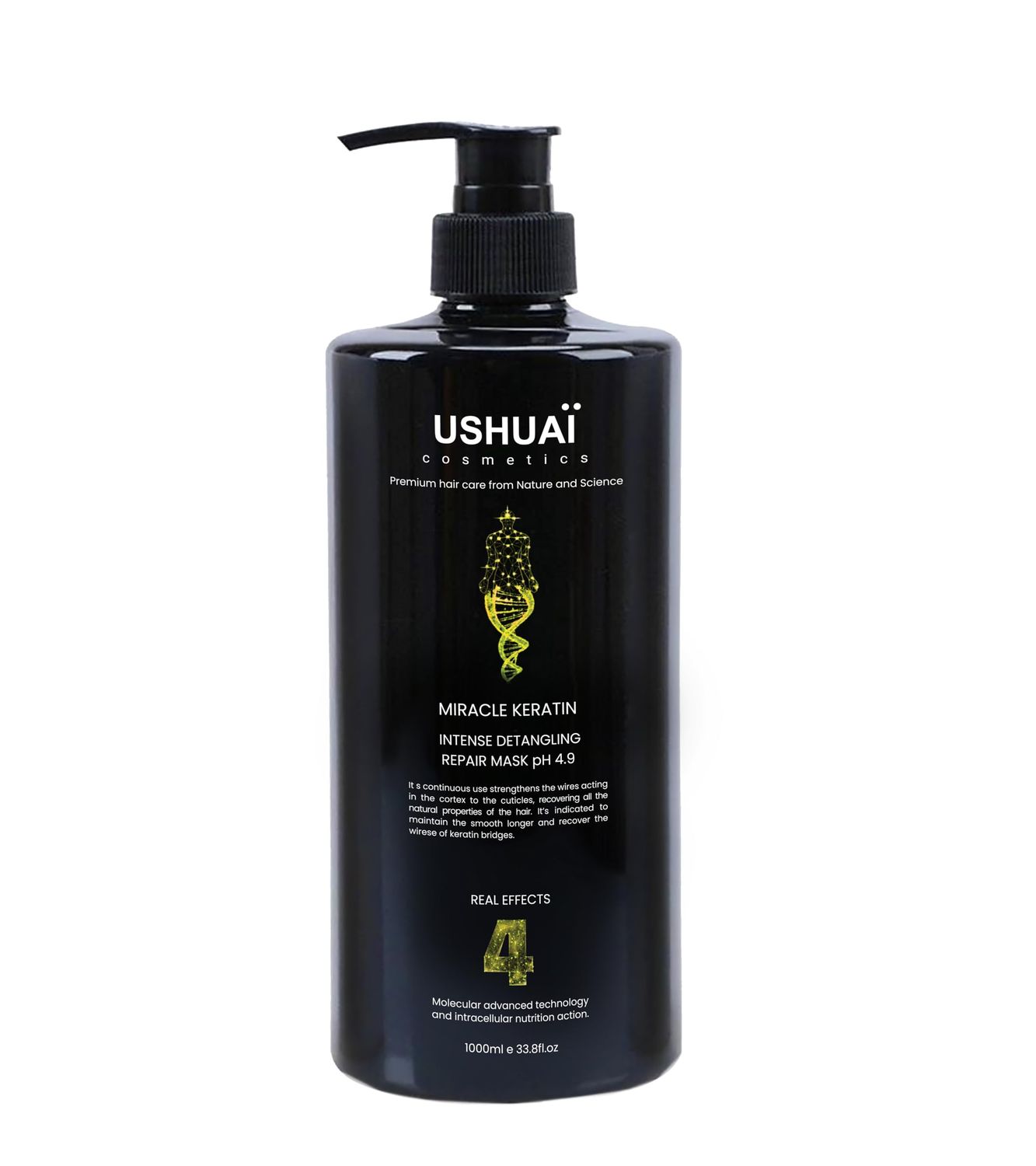 USHUA MIRACLE KERATIN INTENSE DETANGLING REPAIR MASK (1000 ml), Black