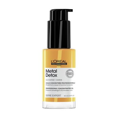 L&#39;Oral Professionnel Paris Metal Detox Leave-In Hair Oil - Anti-Frizz Heat Protectant, Removes Hard Water Metals Prolongs Color, Adds Softness and Shine, For Dry, Damaged Color Treated Hair