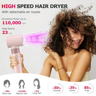 MESCOMB 5 in 1 High-Speed Hot Air Styler - Professional Frizz-Free Hair Dryer Brush, Fast Drying Hair Dryer, No Heat Damage Air Styler Wrap - Curl, Volumize, Straighten with Travel Bag