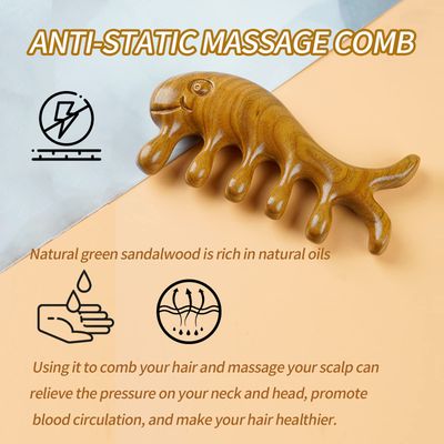 UAIAGM Massage Comb Wooden Handmade Green Sandalwood Scalp Massager Multipurpose Gua Sha Scraping Scalp Head Brush for Hair Growth Men Women Natural Wood Hair Massager Comb Present