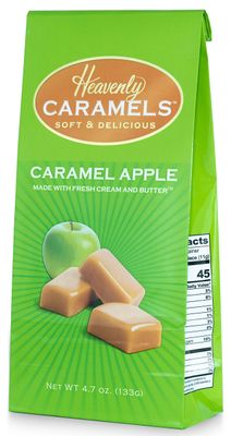 J Morgan Confections Heavenly Caramel Caramel Apple Flavor 4.7 oz Bag, 4-Pack Gourmet Soft and Chewy Butter Caramel Candies Hand-Crafted Golden Treats