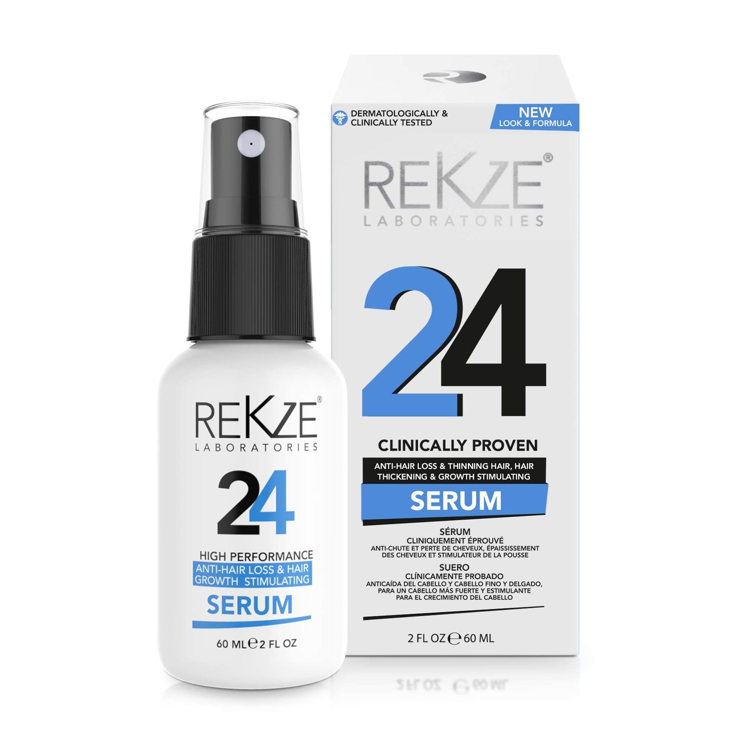 REKZE 24 Serum for Hair Regrowth - Clinically Proven 5 Procapil Formula, Advanced Thickening Treatment for Men Women, DHT Blocker Spray Prevents Thinning, Hair Loss Targets Baldness
