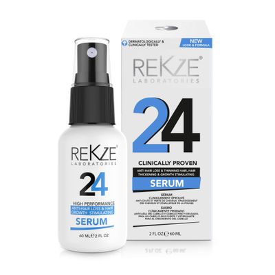 REKZE 24 Serum for Hair Regrowth - Clinically Proven 5 Procapil Formula, Advanced Thickening Treatment for Men Women, DHT Blocker Spray Prevents Thinning, Hair Loss Targets Baldness