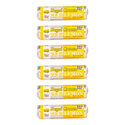 Regal Crown Sour Lemon Hard Candy Rolls 6 Rolls Old Fashioned Sour Lemon Candy Traditional Lemon Candy Brought To You By Iconic Candy (1.01oz Pack of 6)