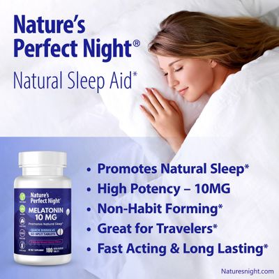 Nature's Perfect Night Melatonin 10mg 180 Quick Dissolve Tablets Natural Mixed Berry Flavor High Potency Sugar Free Vegan Gluten Free Value Size