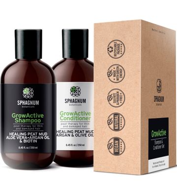 Hair Growth Shampoo and Conditioner - Natural Argan Oil Treatment with Effective Peat Mud for Thin and Damaged Hair. No SLSParabens. Powerful Organic DHT Blocker. Best for Hair Loss