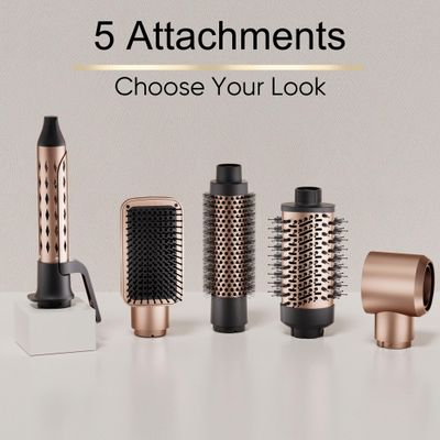 Hair Dryer Brush Set, DAILYLIFE Blow Dryer Brush with 5 Attachments, Multi Hair Styler for Salon Blowouts, Volumizing, and Straightening, Ionic Function, Frizz Free, with Glove