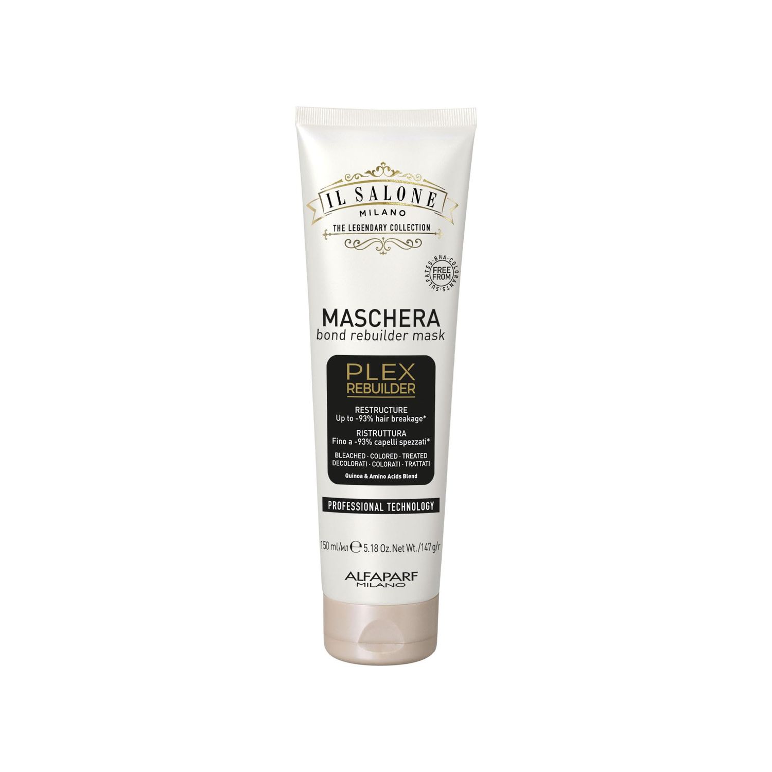Il Salone Milano Plex Rebuilder Hair Mask for Color Treated Hair - Professional Overnight Mask for Dry, Damaged Hair - 5.18 oz 150 ml