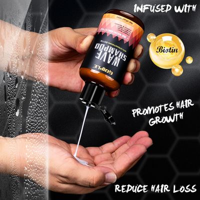 Goiple 360 Wave Shampoo Wave Pomade Strong Hold 360 Training Hair Cream, Wave Butter for Men Pocket Palm Brush Curved Brush Silky Durags for Men Extra Long Tails Wave Brush Wave Cap Set