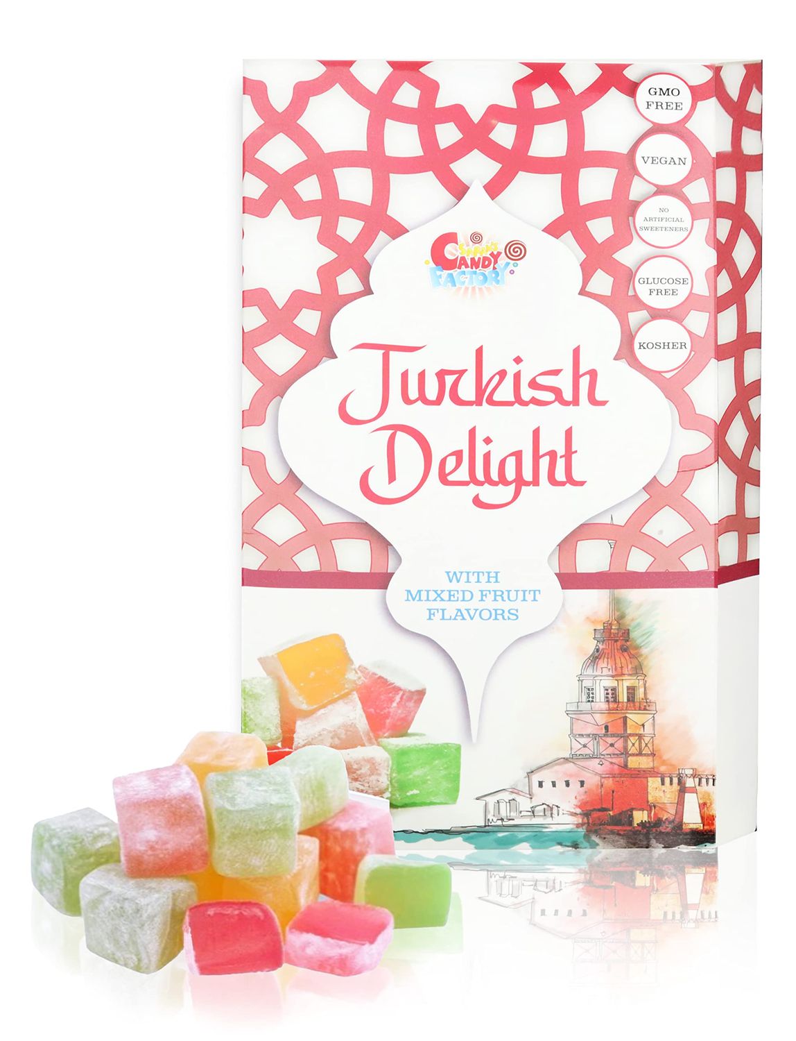Sarah&#39;s Candy Factory Turkish Delight with Assorted Fruit Flavors (15.8 oz) Gift Box for Everyone