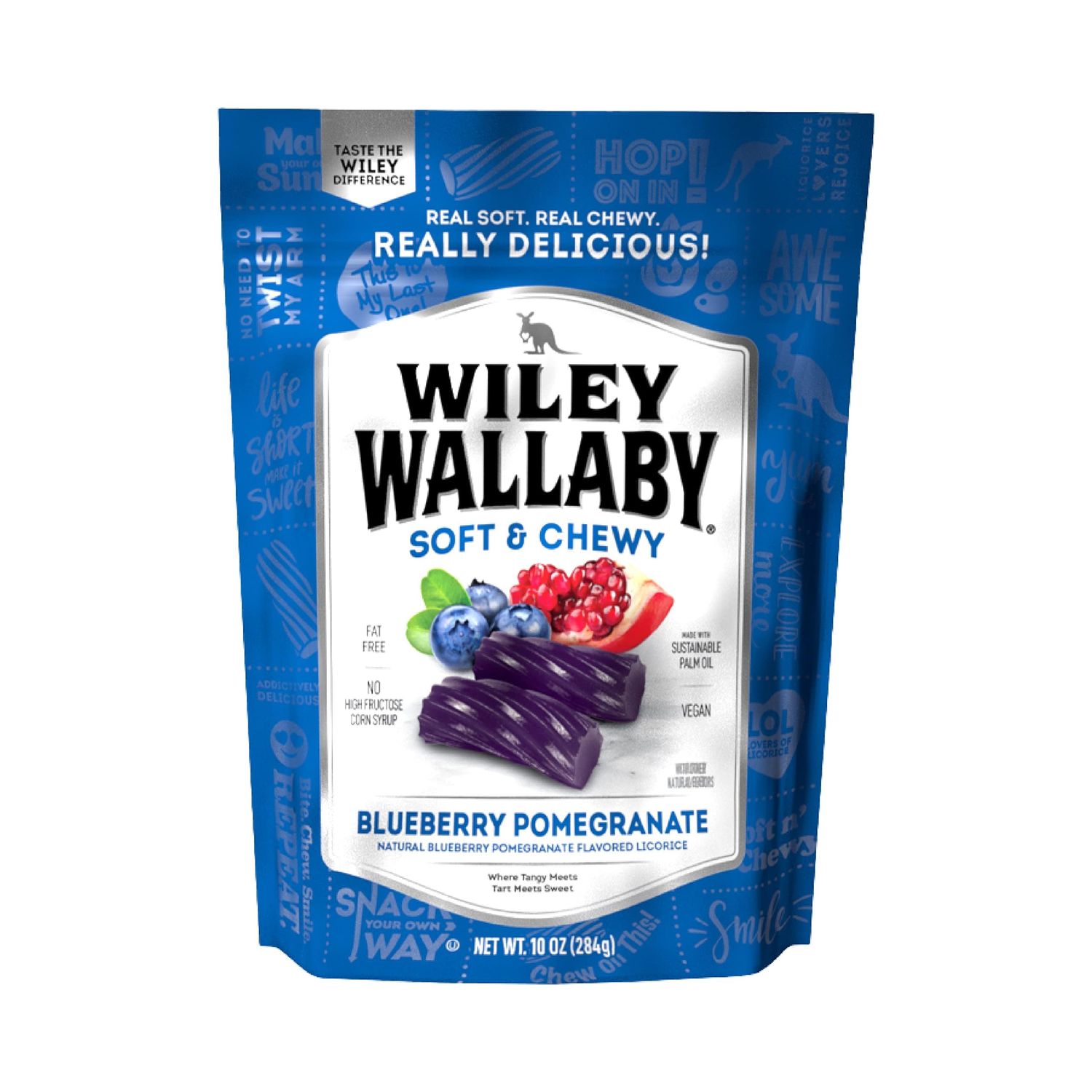 Wiley Wallaby Licorice 10 Ounce Classic Gourmet Soft Chewy Australian Blueberry Pomegranate Candy Twists, 1 Pack