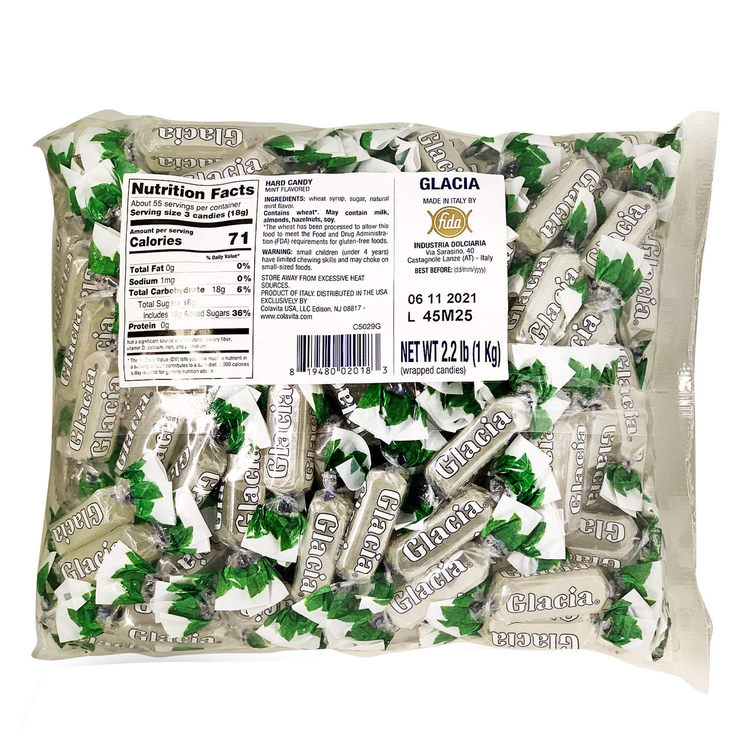 Fida - Wrapped Glacia Mint Hard Candy - 2.2 lbs Package