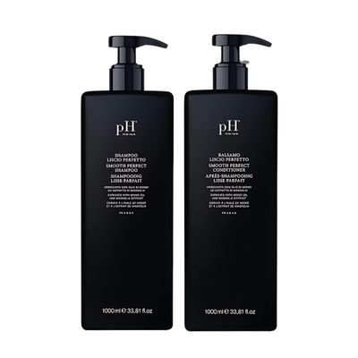 pH PURE HAIR Smooth Perfect Shampoo Conditioner Set - Frizz Control, Taming Monoi Oil Magnolia Extract - Hydrating, Silky Smooth Hair - Moisturizing, Detangling for Dry Damaged Hair - 33.81 Oz