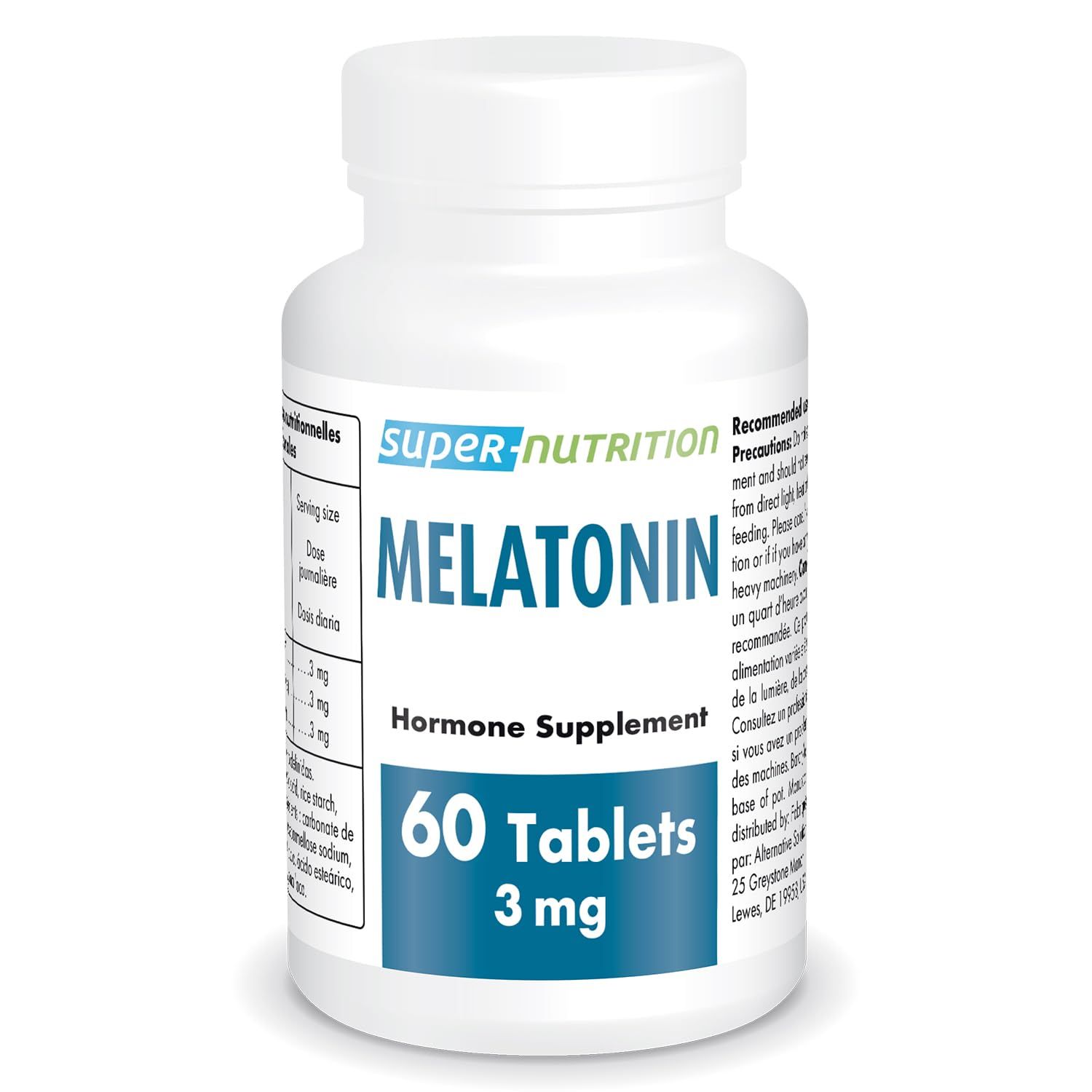 Supersmart - Melatonin 3mg (Fast Dissolve) - Natural Restful Sleep - Use for Jet Lag Night Shifts Work Non-GMO Gluten Free - 60 Tablets