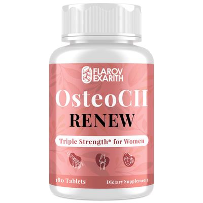 Joint Supplements for Women OsteoCII Renew Triple Strength - Advanced Joint, Bone Skin Formula - Collagen, Glucosamine, Chondroitin, Calcium, MK-7, Vitamin D3, Hyaluronic Acid, 180 Tablets