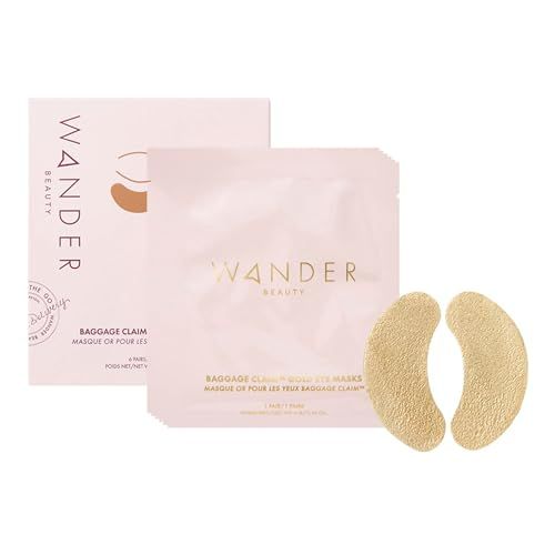 Wander Beauty Baggage Claim - Gold Foil Under Eye Patches For Dark Circles and Puffiness - Under Eye Mask Depuffs Firms - Brightening Eye Mask for Under Eye Bags (6 Pairs)
