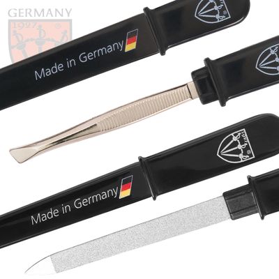 3 Swords Germany Brand Quality Double Sided Sapphire Pocket Nail File and Pocket Tweezers - Made in Germany