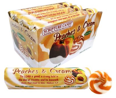 Scripture Candy, Peaches Cream Hard Candy Rolls, 9 Count