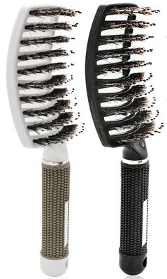 2 Pcs Boar Bristle Detangler Vent Brush Curved Vented Paddle Brush for Blow Drying, Anti-frizz Detangling Styling Hairbrush Comb for Curly Fine Straight Natural Tangled Hair, Wet or Dry Use