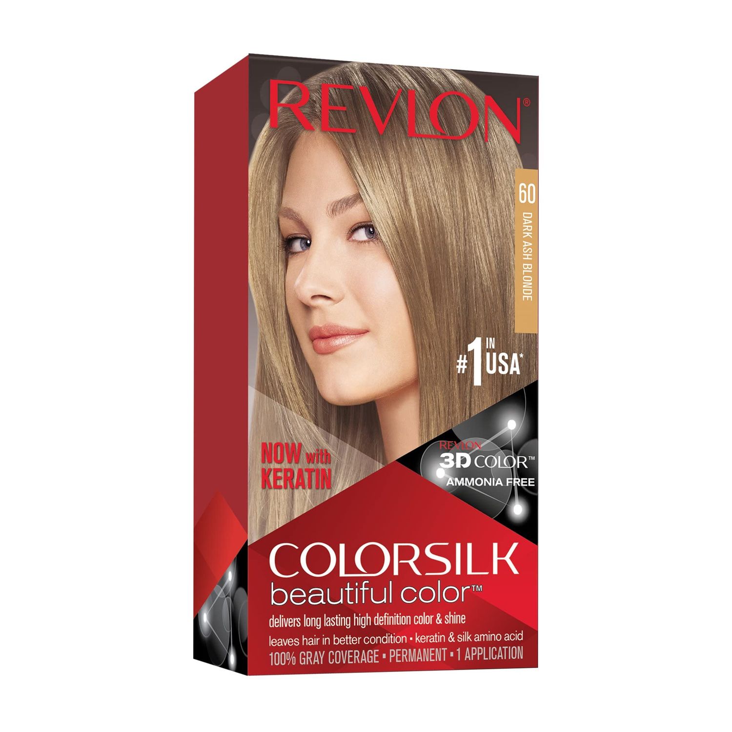 Revlon Colorsilk Beautiful Haircolor Ammonia-free Permanent Haircolor (60 Dark Ash Blonde), 1 Count (Pack of 12)