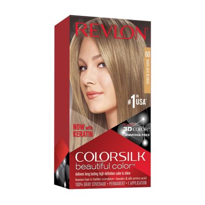 Revlon Colorsilk Beautiful Haircolor Ammonia-free Permanent Haircolor (60 Dark Ash Blonde), 1 Count (Pack of 12)