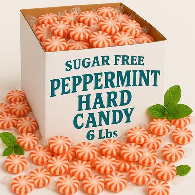 Sugar Free Peppermint Hard Candy Individually Wrapped - 6 Pounds - Low-Calorie Kosher - Great for Parties and Sharing - Gluten Free Mints Bulk