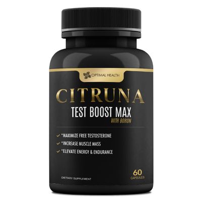 Citruna Test Boost Max with Boron by Optimal Health - Natural Testosterone Supplement - Boost Stamina, Endurance, Strength Vitality - 60 Capsules