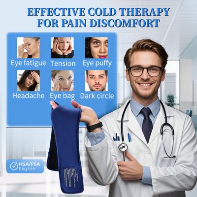Cooling Gel Eye Mask Sleep - Hsa Fsa Eligible Items Only - Puffy Eyes, Migraine Relief, Dark Circles, FACEMOON Reusable Sleep Mask for Ice Cold Compress, Long-Lasting Comfort for Eye Strain(Blue)