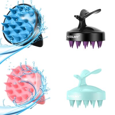 Aussumy Scalp Massager Shampoo Brush - 4-Pack Scalp Scrubber with Soft Silicone Bristles for Hair Growth Dandruff Removal Exfoliator - Ideal for Body Shower Head Washing For Women Men Kids