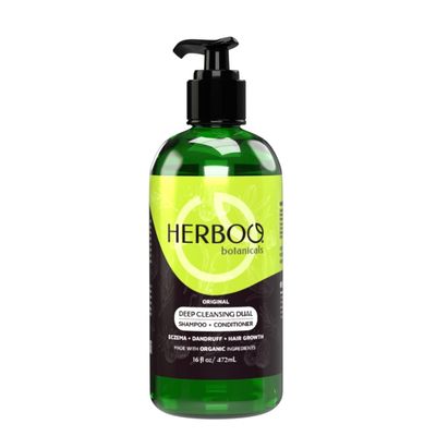 HERBOO Jamaican Organic Deep Cleansing Dual Shampoo Conditioner for Hair Growth - 16oz All Natural