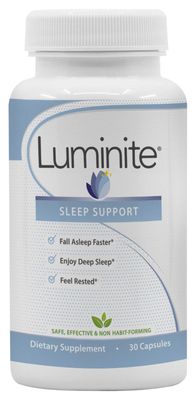 Luminite Sleep Support - Nighttime Sleep Aid Supplement - L-Tryptophan, Melatonin, Chammomile - Non Habit Forming, 30 Count