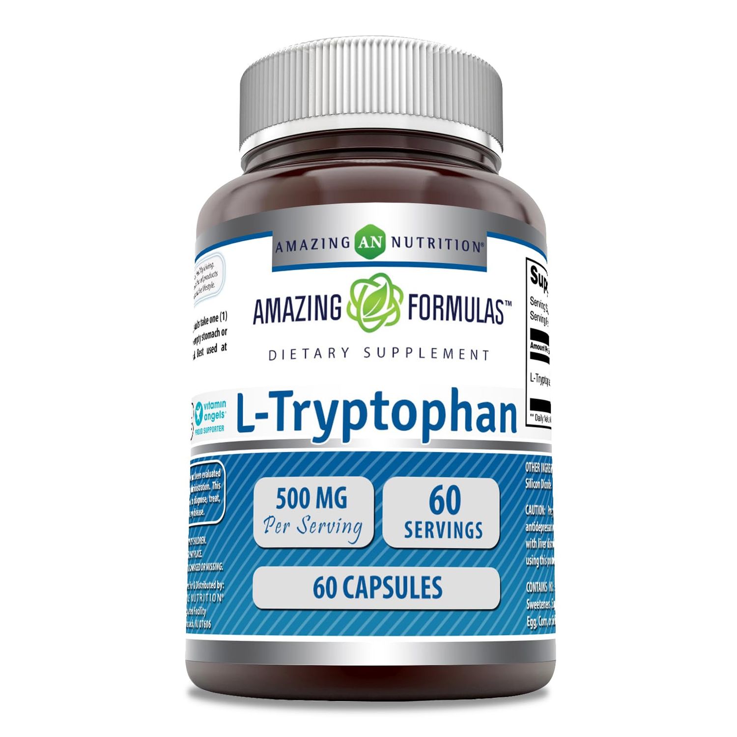 Amazing Formulas L-Tryptophan Supplement 500 Mg Per Serving 60 Capsules Non-GMO Gluten-Free Made in USA