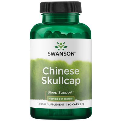 Swanson Chinese Skullcap - Herbal Supplement Promoting Relaxation Sleep Support - Flavonoid Formula to Help Soothe Nerves - (90 Capsules, 400mg Each)