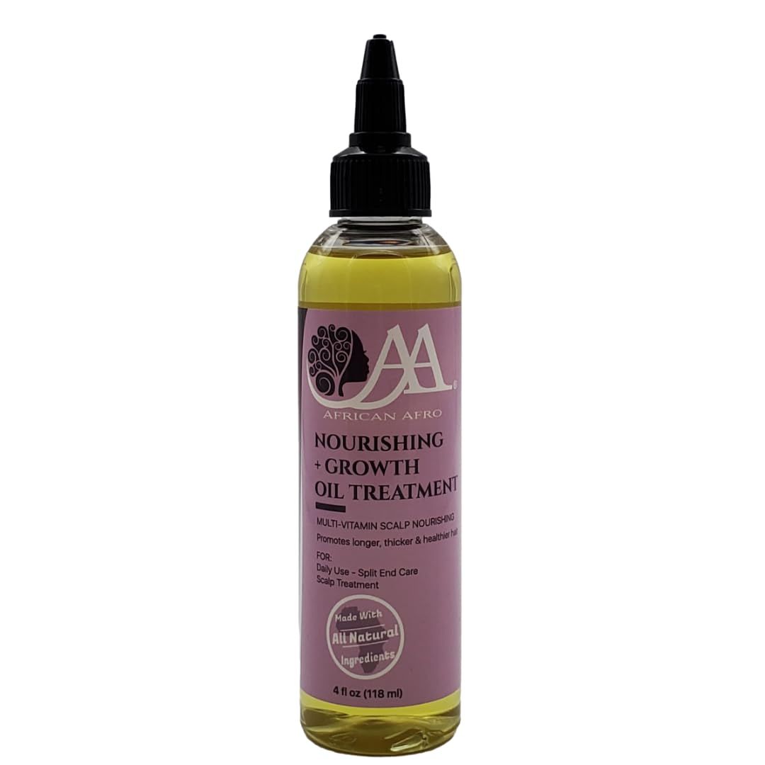 African Afro Hair Oil Treatment, 4 Fl Oz - Nourishing Growth Oil for All Hair Types, Pumpkin Seed-Based, Cruelty-Free, All Natural Hair Serum with Tea Tree, Coconut, Vitamin E, Essential Oils