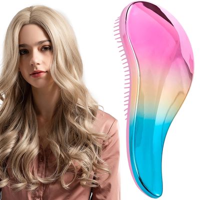 Detangler Hair Brush for women for Wavy Straight Soft Bristles, Glide Through Tangles For All Hair Types, Wet and Dry Hair Care - Travel-Friendly