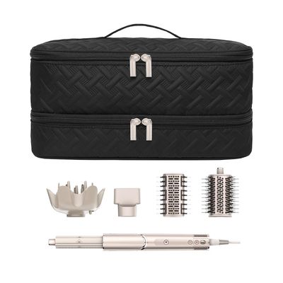 ARLMEGOR Double-Layer Travel Carrying Case for Revlon One-Step Hair Dryer Brush Volumizer Styler Shark FlexStyle Attachment Portable Storage Organizer Bag Hair Tools Travel Bag (Black)