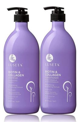 L LUSETA Biotin Collagen Shampoo Conditioner Set (2 x 33.8oz) - Thickening for Hair Growth, Infused with Argan Oil to Repair Dry, Damaged Hair
