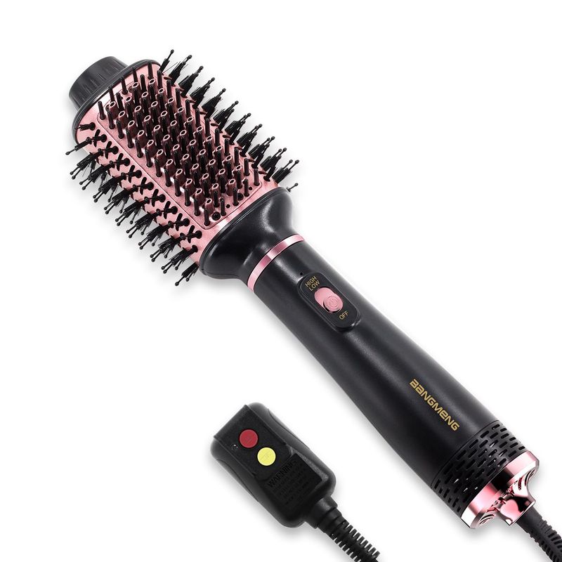 BANGMENG Blow Dryer Brush, 4 in 1 Hair Dryer Styler for Medium Long Hair, 2.5 Inch Oval Ceramic Barrel One Step Hot Air Brush for Blow Drying Straightening Volumizing, Less Frizz, More Shine