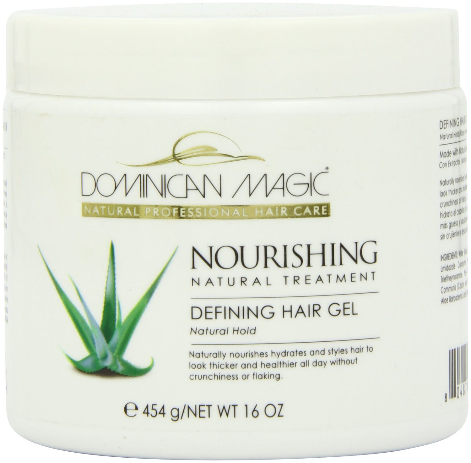 Dominican Magic Hair Styling Gel - Strong Hold Frizz Control - Aloe Vera - Enriched with Natural Extracts for Shine Moisture - All Hair Types - No Flakes, No Crunch - 16Oz
