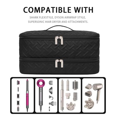 ARLMEGOR Double-Layer Travel Carrying Case for Revlon One-Step Hair Dryer Brush Volumizer Styler Shark FlexStyle Attachment Portable Storage Organizer Bag Hair Tools Travel Bag (Black)