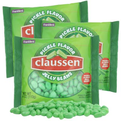 Pickle Flavored Jelly Beans, Individually Packaged Candies, Funny Gag Gift Treats, 4 Ounces (Pack of 3)