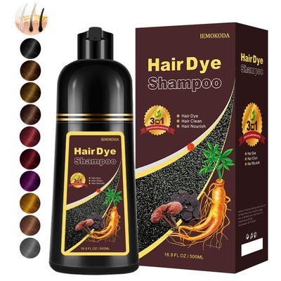 Instant Natural Brown Hair Color Shampoo - 3 in 1 for Gray Hair, 100 Coverage in 10-15 mins, Long Lasting, 16.9 Fl Oz