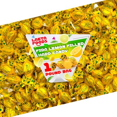Italian Lemon Candy from Italy 1 Pound Bag Approx. 75 Count Gocce Limoni Di Sicilia Individually Wrapped Filled Lemon Drops Hard Candy Citrus Candies