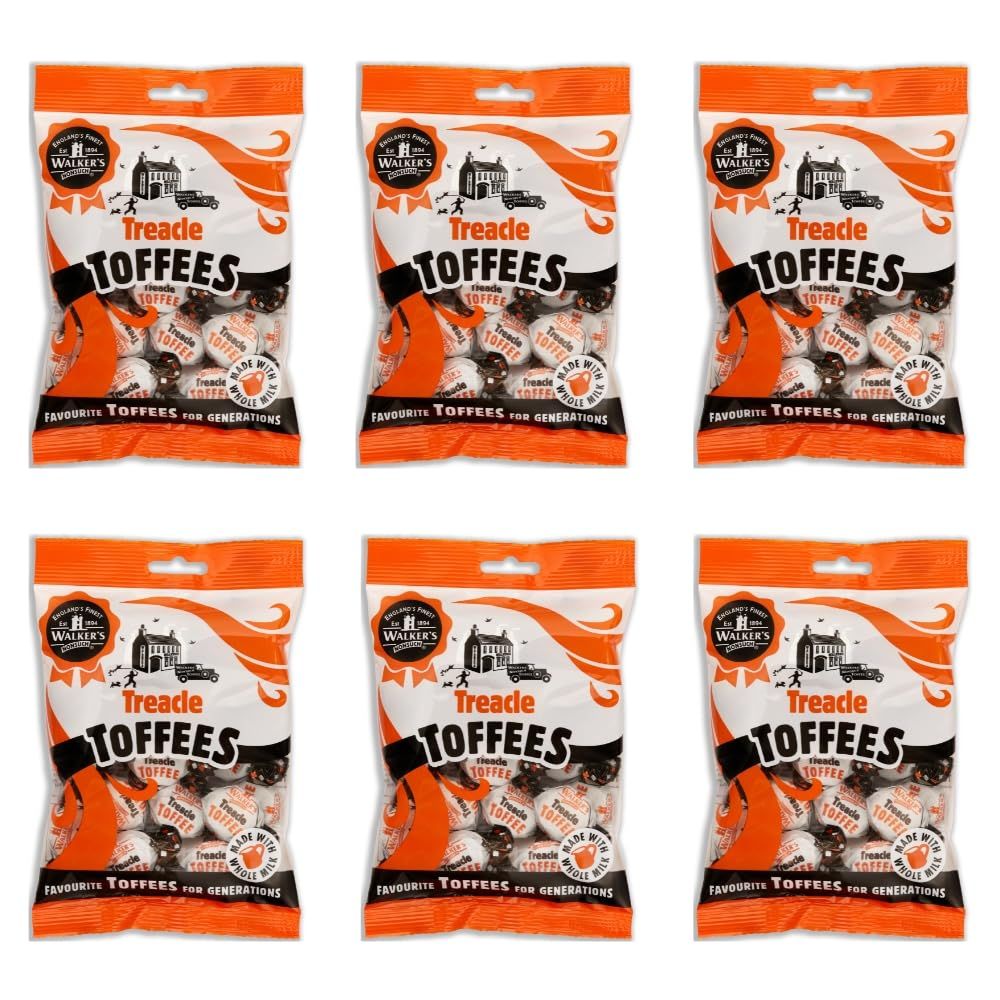 Walkers&#39; Nonsuch Treacle Toffee with Condensed Milk Black Treacle Classic English Chewy Toffee Imported from the UK Traditional British Sweet 5.29 Oz (Pack of 6)